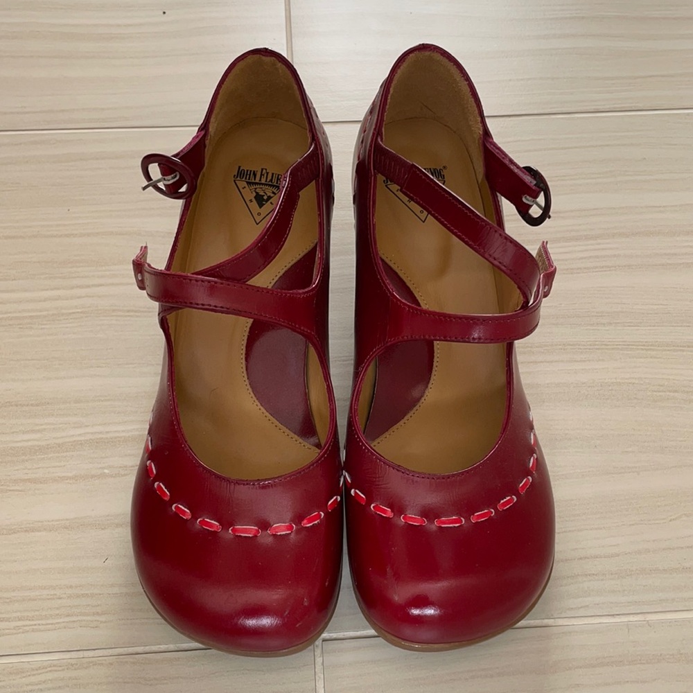 John Fluevog Red Mary Jane Heels